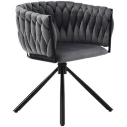 HomeTouch Set Of 2 Velvet Swivel Dining Chairs With Metal Legs Grey - thumbnail 6