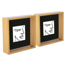"Nicola Spring 8 X 8"" Deep Photo Frames - Light Wood/black Mount - 3D Deep Box Picture Frame Display Case (4 X 4"" Mount) X2" - thumbnail 1