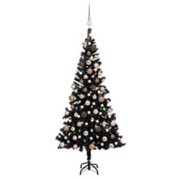 Walplus Artificial Pre-Lit Christmas Tree With Ball Set Black 180 Cm Pvc - thumbnail 1