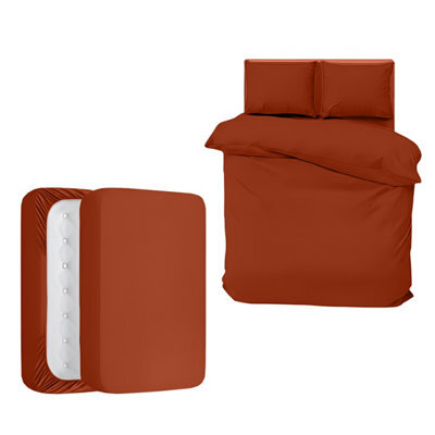 Aspire Homeware Rust Duvet Cover Set, Soft Microfiber & Reversible, Single (L)200Cm X (W)135Cm - image 1