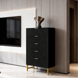 Chest Of Drawers, 5 Drawers Clothing Storage Cabinet With Metal Legs - thumbnail 4
