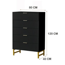 Chest Of Drawers, 5 Drawers Clothing Storage Cabinet With Metal Legs - thumbnail 2