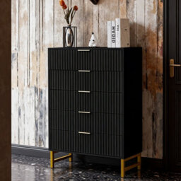 Chest Of Drawers, 5 Drawers Clothing Storage Cabinet With Metal Legs - thumbnail 8