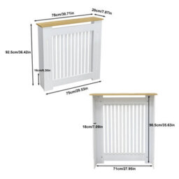 Fativo Vertical Radiator Cover Grill Shelf Cabinet Mdf Wood Modern Traditional Furniture (H 925 X W 780 X D 200 mm) - thumbnail 2