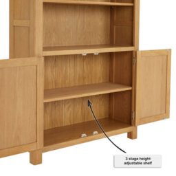 The Furniture Market Marbury Oak Tall Wide Bookcase With 2 Door Cupboard - thumbnail 8