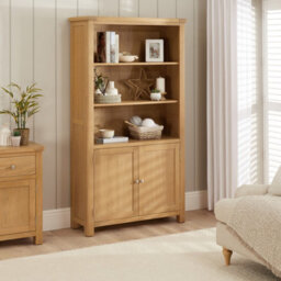 The Furniture Market Marbury Oak Tall Wide Bookcase With 2 Door Cupboard - thumbnail 3
