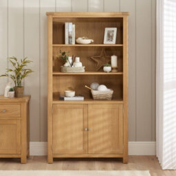 The Furniture Market Marbury Oak Tall Wide Bookcase With 2 Door Cupboard - thumbnail 2