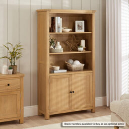 The Furniture Market Marbury Oak Tall Wide Bookcase With 2 Door Cupboard - thumbnail 4