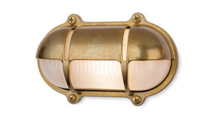 Luminosa Lighting Luminosa Nautic Outdoor Brass Bulkheads Wall Light Oval Brass Ip64, E27