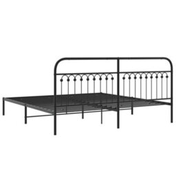 Berkfield Metal Bed Frame Without Mattress With Headboard Black 193X203Cm - thumbnail 6