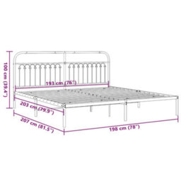 Berkfield Metal Bed Frame Without Mattress With Headboard Black 193X203Cm - thumbnail 8