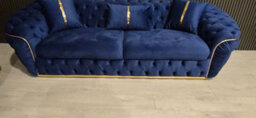 Ambassador 3+2 Sofa Set Navy Velvet & Gold - thumbnail 6