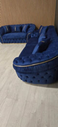 Ambassador 3+2 Sofa Set Navy Velvet & Gold - thumbnail 3