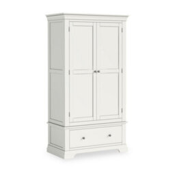 Colette White Double Wardrobe With Drawer  - By Roseland Furniture