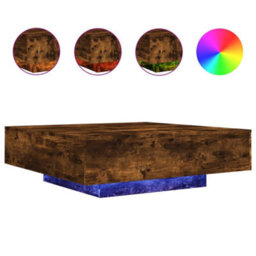 Berkfield Coffee Table With Led Lights Smoked Oak 100X100X31 Cm - thumbnail 2