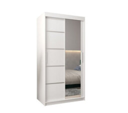 Arte Verona 02 Contemporary 2 Mirrored Sliding Door Wardrobe 5 Shelves 2 Rails White Matt (H)2000mm (W)1000mm (D)620mm - thumbnail 1