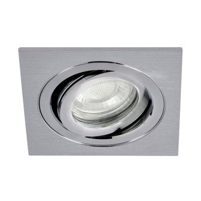 Plum&clay Lumiere Chrome Effect Recessed Tiltable Square Led Downlight, Ip65 Fire Rated