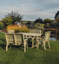 Churnet Valley Garden Furniture Ltd Churnet Valley 6 Seat Clover Garden Patio Dining Set With 2 Benches - thumbnail 2