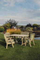 Churnet Valley Garden Furniture Ltd Churnet Valley 6 Seat Clover Garden Patio Dining Set With 2 Benches - thumbnail 1