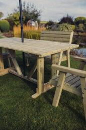 Churnet Valley Garden Furniture Ltd Churnet Valley 6 Seat Clover Garden Patio Dining Set With 2 Benches - thumbnail 3