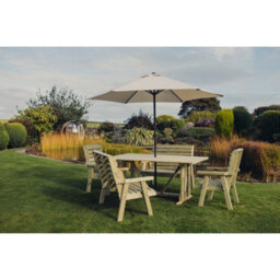 Churnet Valley Garden Furniture Ltd Churnet Valley 6 Seat Clover Garden Patio Dining Set With 2 Benches - thumbnail 5