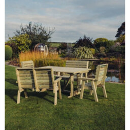 Churnet Valley Garden Furniture Ltd Churnet Valley 6 Seat Clover Garden Patio Dining Set With 2 Benches - thumbnail 4