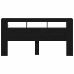 Berkfield Storage Headboard With Led Lights Black Oak 200X18,5X103,5 Cm - thumbnail 6