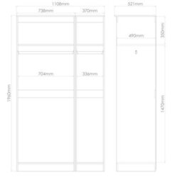 Trent Tall Triple Plain Wardrobe In Cream & Bardolino Oak (Ready Assembled) - thumbnail 2