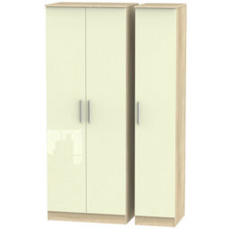 Trent Tall Triple Plain Wardrobe In Cream & Bardolino Oak (Ready Assembled) - thumbnail 1