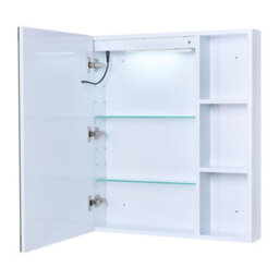 Living And Home Wall-Mounted Bathroom Anti-Fog Mirror Cabinet With Led Lights, Shelves, Built-In Shaver Socket, Touch Switch - thumbnail 5