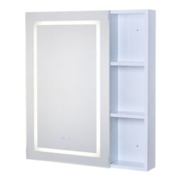 Living And Home Wall-Mounted Bathroom Anti-Fog Mirror Cabinet With Led Lights, Shelves, Built-In Shaver Socket, Touch Switch - thumbnail 2