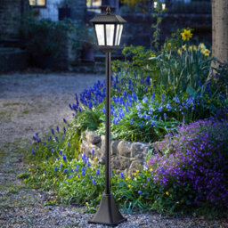 Solar Powered Metro Lamp Post - 20 Lumen Freestanding Black Ambient Outdoor Garden Light - Measures H130 X 18Cm Diameter - thumbnail 2