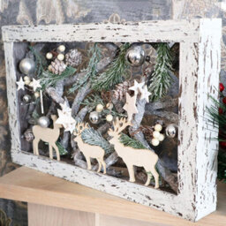 Shatchi Christmas Pre-Lit Warm White Led Frame Tabletop Decoration With Pinecones And Baubles - thumbnail 5