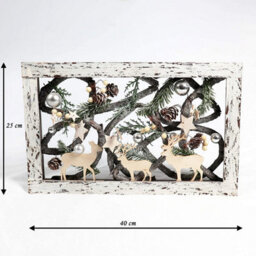 Shatchi Christmas Pre-Lit Warm White Led Frame Tabletop Decoration With Pinecones And Baubles - thumbnail 7