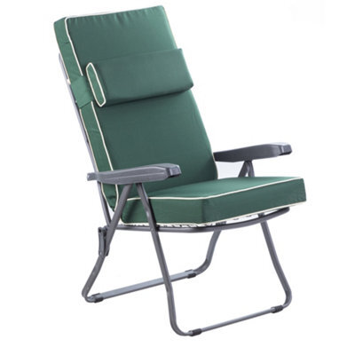 Alfresia Recliner Garden Chair, Charcoal Frame, Green With Luxury Thick Foam Filling - image 1