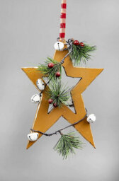 Shatchi Wooden Hanging Decoration Star Shape Light Brown 25X1.2X36 Cm - thumbnail 2