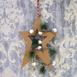Shatchi Wooden Hanging Decoration Star Shape Light Brown 25X1.2X36 Cm - thumbnail 4