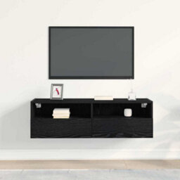 Berkfield Tv Wall Cabinet Black Oak 100X30X30 Cm Engineered Wood - thumbnail 4