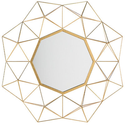 Beliani Wall Mirror Gaillac 80 Cm 80 Cm Metal Gold - image 1