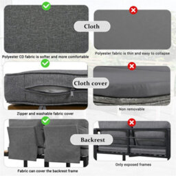 Abrihome Outdoor Patio Backyard Furniture Garden Lounge Set For 4 People, L-Shaped Corner Sofa With Wooden Table, Grey - thumbnail 3
