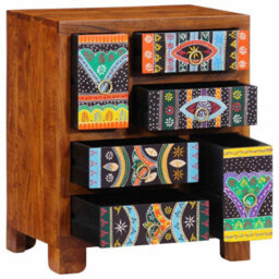 Berkfield Sideboard Multicolour 50X35X60 Solid Wood Acacia - thumbnail 4
