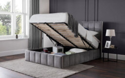 "Ashfield Premium - Grey Plush Velvet Ottoman Bed - Double 4Ft 6"" (135Cm)" - thumbnail 2