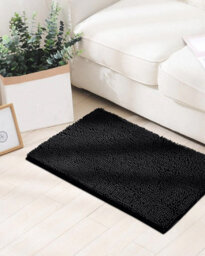 Ameha Black Chenille Mat 40X60Cm, Extra Soft, Non-Slip, Absorbent Bath Rug & Doormat - thumbnail 8