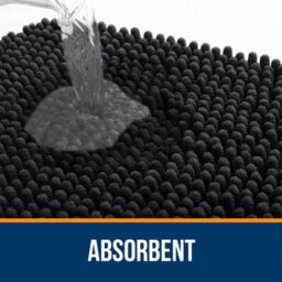 Ameha Black Chenille Mat 40X60Cm, Extra Soft, Non-Slip, Absorbent Bath Rug & Doormat - thumbnail 4