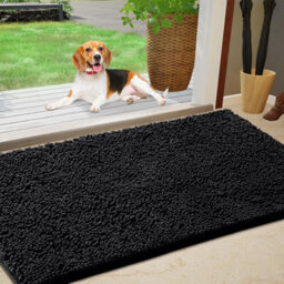 Ameha Black Chenille Mat 40X60Cm, Extra Soft, Non-Slip, Absorbent Bath Rug & Doormat - thumbnail 2