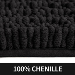 Ameha Black Chenille Mat 40X60Cm, Extra Soft, Non-Slip, Absorbent Bath Rug & Doormat - thumbnail 7