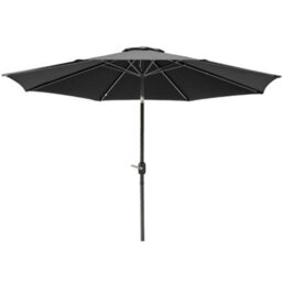 Rinse Bathrooms Outdoor Patio Garden Parasol 2.7M Sun Shade Umbrella Canopy W/crank Tilt Uv Protection Black - thumbnail 2