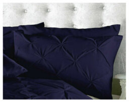 Smart Living Pintuck Duvet Cover With Pillowcases Polycotton Quilt Bedding Covers Pinch Pleated Comforter Cover Set - Navy - thumbnail 2
