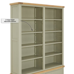 The Furniture Market Marbury Sage Green Painted Extra Large Grand Double Library Bookcase With 2 Drawers - thumbnail 5