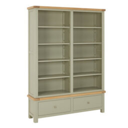 The Furniture Market Marbury Sage Green Painted Extra Large Grand Double Library Bookcase With 2 Drawers - thumbnail 4